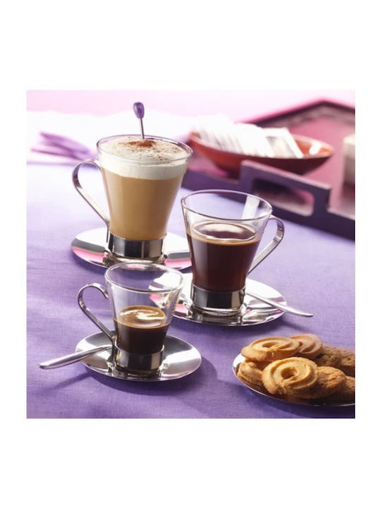 Bormioli Rocco Espresso Ypsilon Set Cesti Espresso Inox Argintii 2 Bucăți