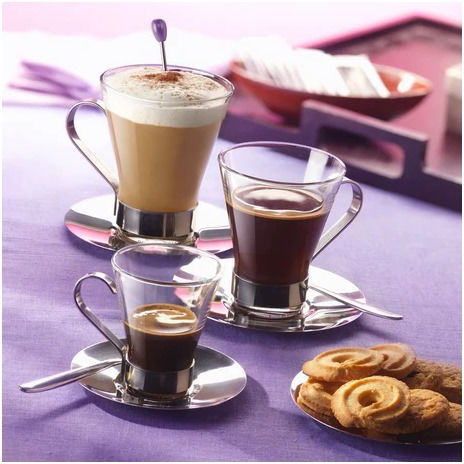 Bormioli Rocco Espresso Ypsilon Set Espresso Cups Inox Silver 2pcs