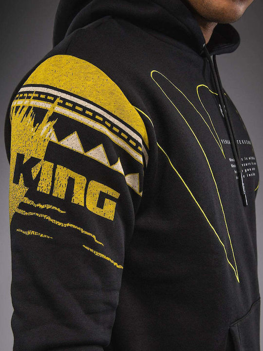 Sweatshirt with Hood King Black/yellow