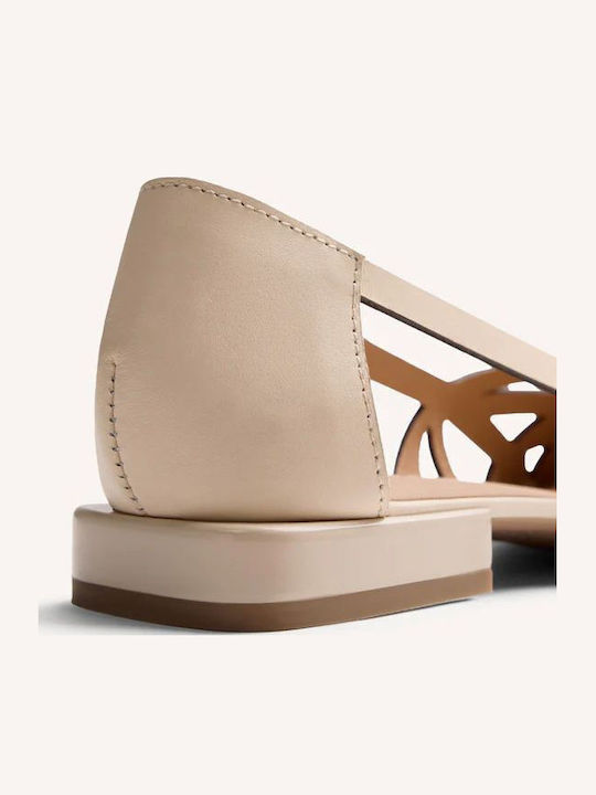Damen Ballerinas Mit Spitz zulaufend in Beige Farbe