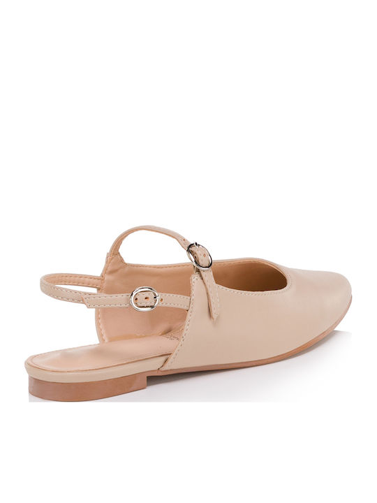 Damen Ballerinas Slingback mit Riemchen / Riemchenverschluss Beiges