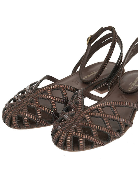Suede Women's Ballerina Shoes In Brown Colour W470006319X9-BROWN D240G-189 With Bronze Stones