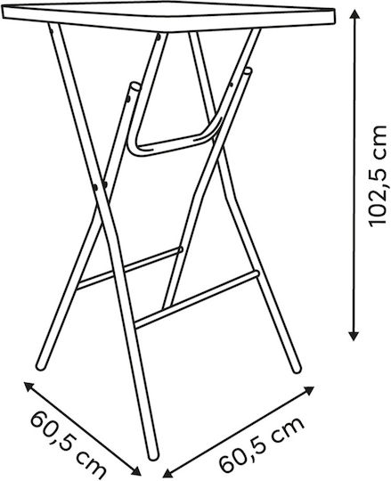 F-v Flexy Folding Metal Bar Table Black 60.5x60.5x102.5cm