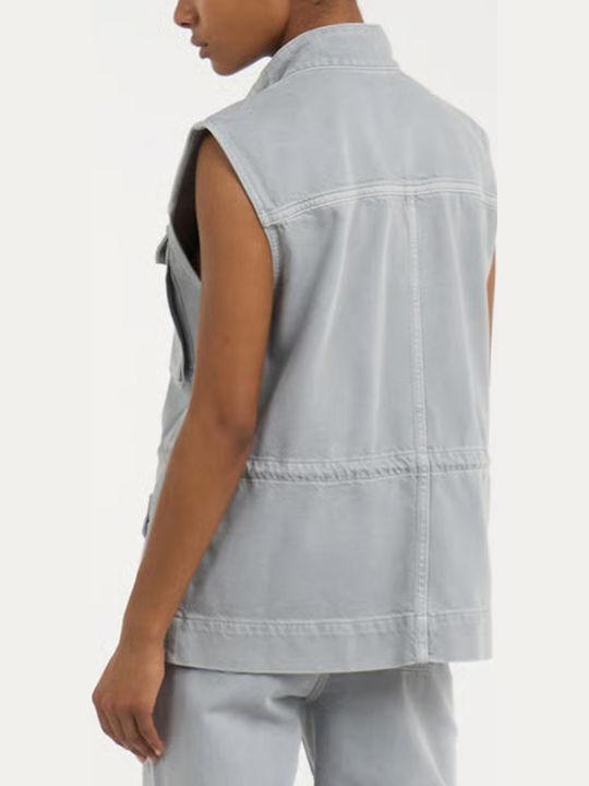 Women's Sleeveless Jacket for Winter Soft Grey