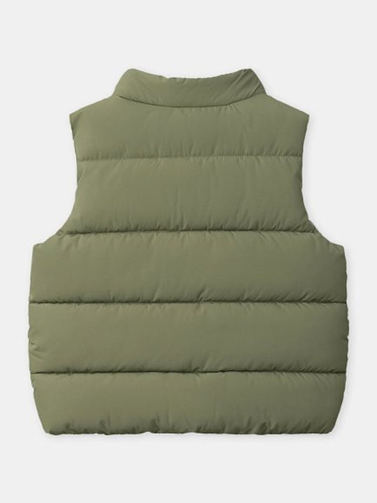 Kids Quilted Sleeveless Jacket with Lining Green