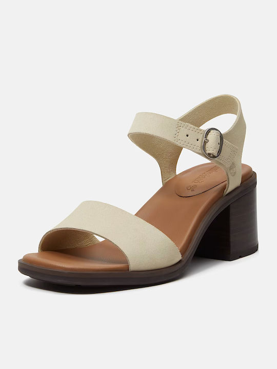 Damen Sandalen Aus Leder Beige