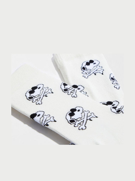 Besocks Органични Памучни Дамски Чорапи Snoopy Skull Off White 8436564848109-owh