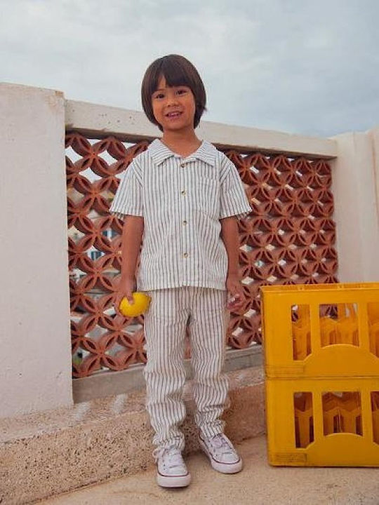 Kids Striped Short-Sleeved White Shirt