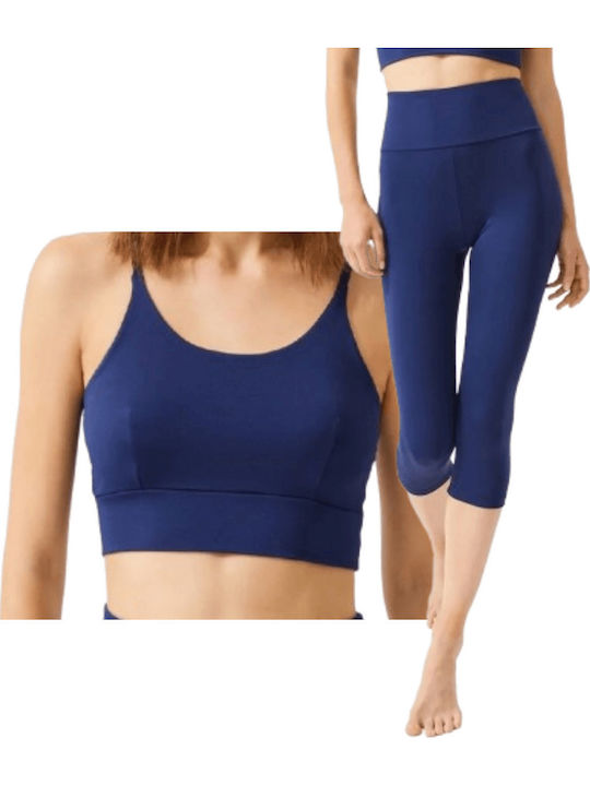 Training Women's Set with Capri High Waist Leggings Dark Blue