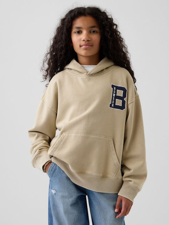 Kids Sweatshirt with Hood and Pockets Khaki
