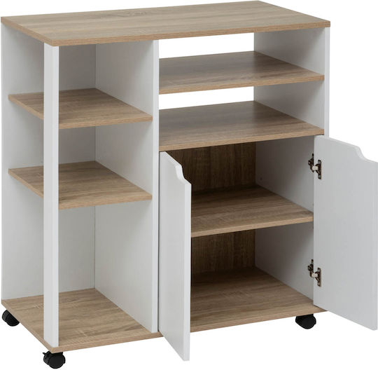 5Five Τρόλεϊ Κουζίνας Ξύλινο 6 Θέσεων Λευκό 76x39.5x85cm