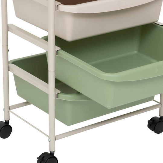 5Five Metallic Kitchen Trolley 6 Tiers Beige 40x34.5x82cm