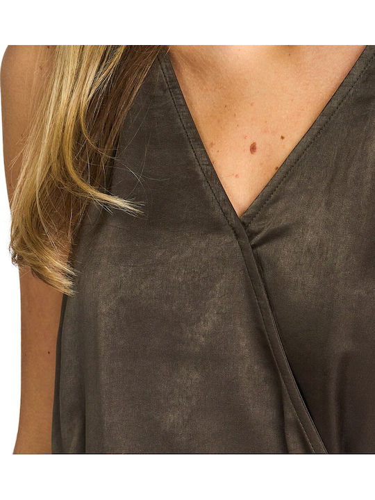 My Essential Wardrobe Estelle Satin Wrap Bodysuit Women My Essential Wardrobe Καφε 10705443-190810