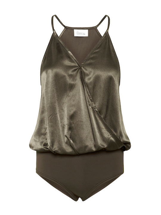 My Essential Wardrobe Estelle Satin Wrap Bodysuit Women My Essential Wardrobe Καφε 10705443-190810