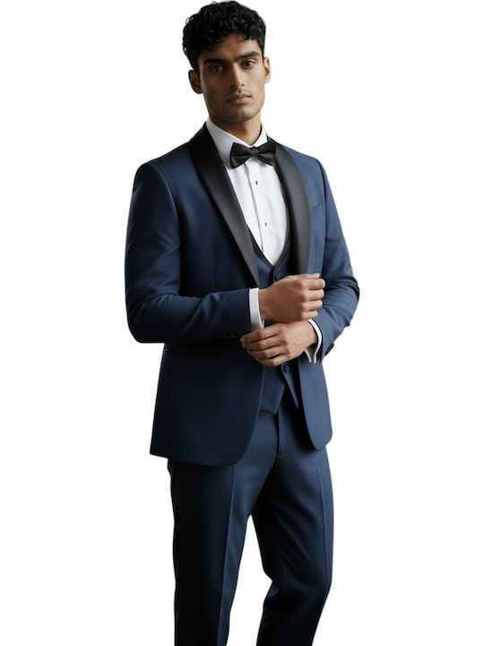 Men's Groom's Suit with Vest Blue
