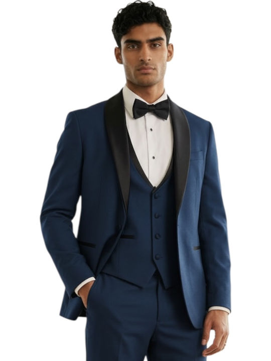 Men's Groom's Suit with Vest Blue
