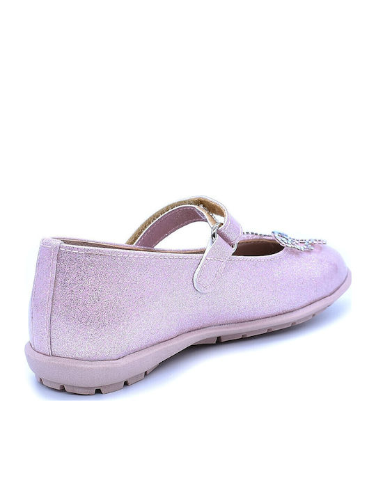 Kids Pumps & Ballerinas Anatomic with Hoop & Loop Closure Leather Pink
