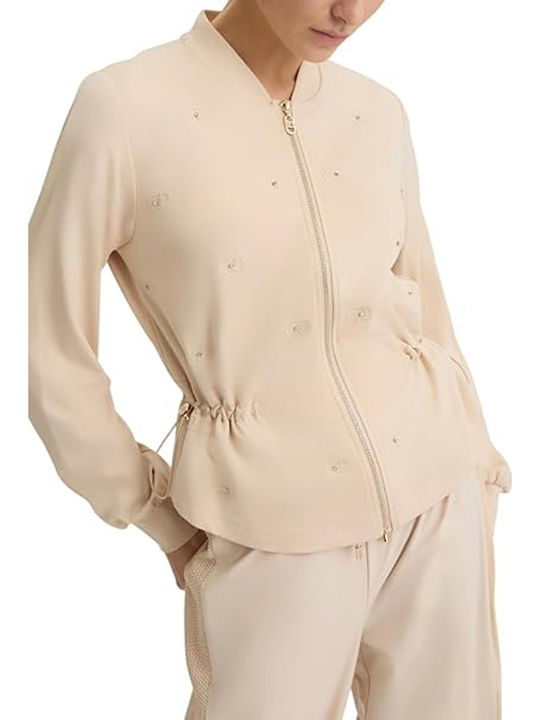 Women's Cardigan with Zipper Beige