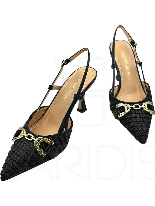 Pantofi Cu Toc Din Piele Negri 10633005 Negru