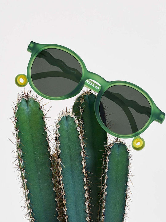 Olivio & Co Classic Oval Kids Sunglasses with Polarized Green Lenses for 3-5 Years