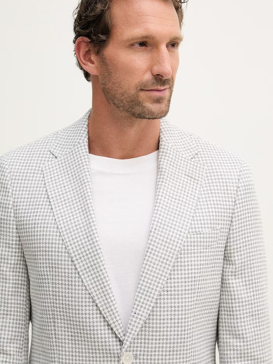H-hutson Men’s Suit Jacket with Regular Fit White Grey
