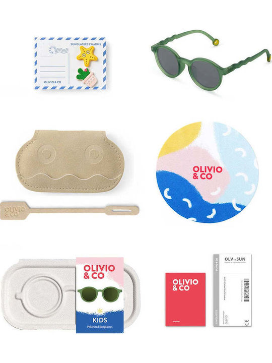 Olivio & Co Classic Oval Kids Sunglasses with Polarized Green Lenses for 3-5 Years