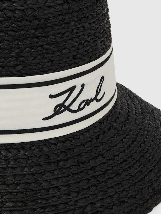 Karl Lagerfeld Women's Wicker Hat Black