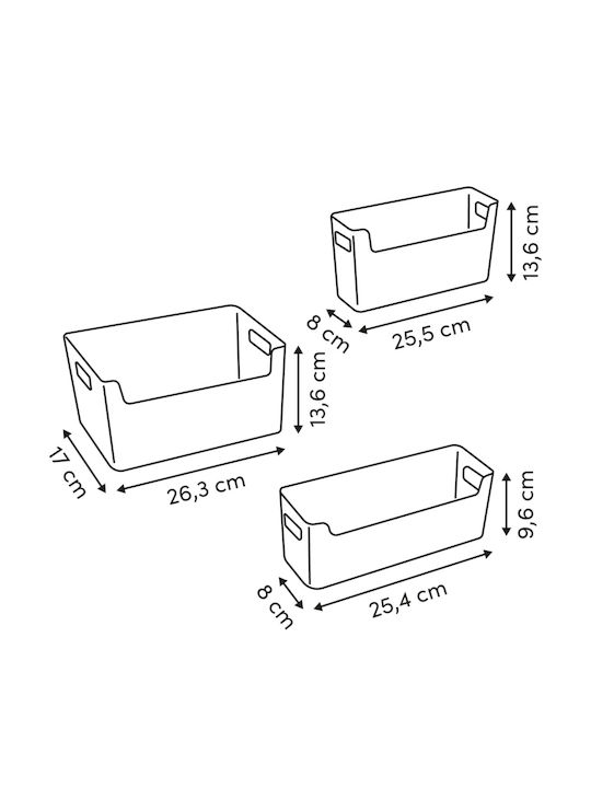 5Five Plastic Storage Box with Lid Beige 3 Pieces