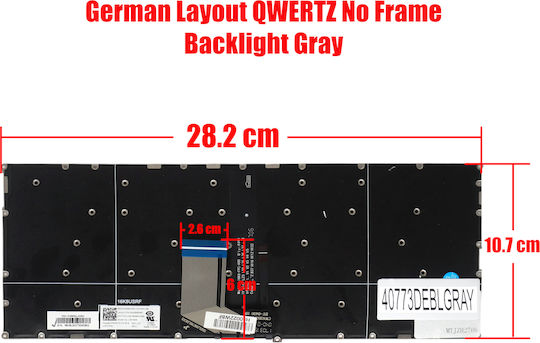 Немска Клавиатура За Лаптоп Lenovo Ideapad 320s-13 320s-13ikb 720s-13arr 720s-14ikb V720-14 V720-14ikb 910-13ikb Yoga 720-13ikb 720-13kbr Sn20m62301 De Без Рамка С Подсветка Сива Код 40773deblgray