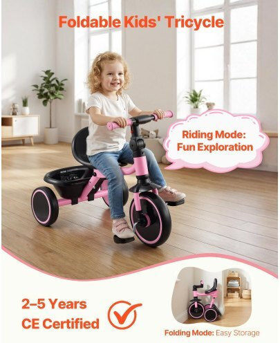 Vevor Toddler Foldable for 2-5 Years Pink