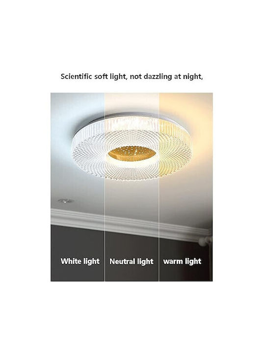 Lightplanet Таванно Осветително Тяло 35см Бяло с Вграден LED и Кристали и Дистанционно Управление