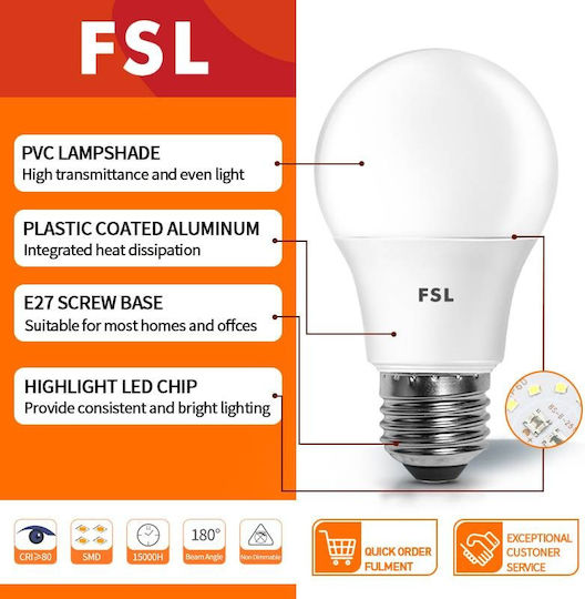 Lightplanet Bec LED 7W Pentru Bază De Bec E27 Și Formă A60 Alb Cald