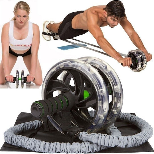 Double Wheel Set Abs Roller Type Mat Elastic Fitness Rope Er D L