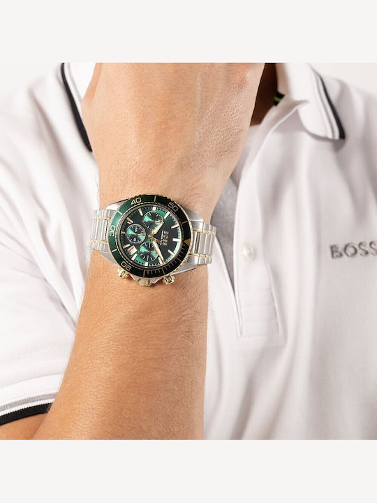 Boss Men's Watch 44mm Battery with Green Metal Bracelet