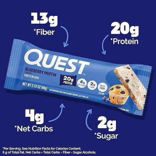 Quest Nutrition Μπάρα με 5gr Πρωτεΐνης & Γεύση Blueberry Muffin 60gr