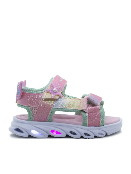 Kids' Sandals with Hoop & Loop Closure and Lights Pink