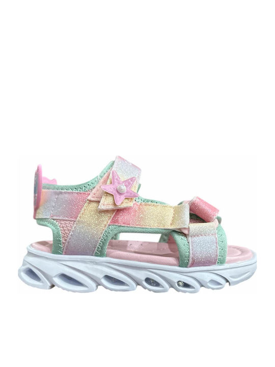 Kids' Sandals with Hoop & Loop Closure and Lights Pink
