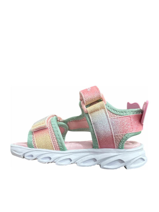 Kids' Sandals with Hoop & Loop Closure and Lights Pink