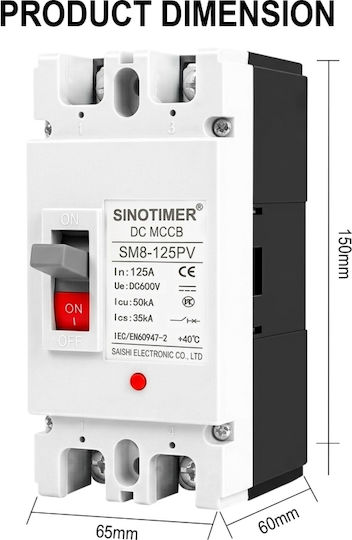 Sinotimer Διπολικός Διακόπτης Ράγας 125A