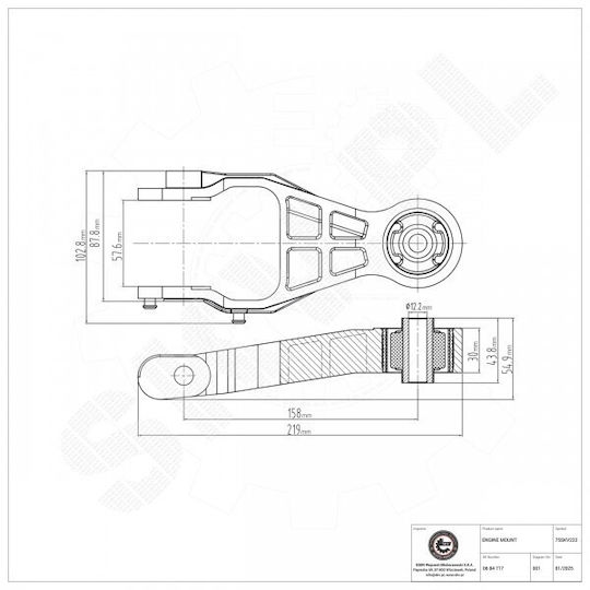 SKV Motorhalterung Opel Combo Corsa Meriva Tigra Hintere 684717