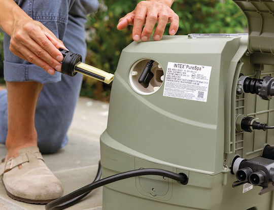 Intex Скръгъл Басейн PVC 795л Надуваем с Хидромасаж 196x71см Olive Green