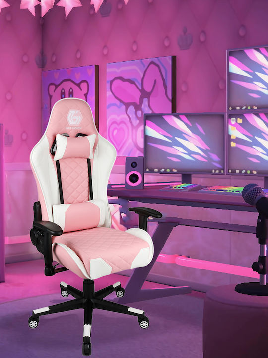 Gembird GC-03-PW Gaming Chair Artificial Leather with Adjustable Arms White/Pink