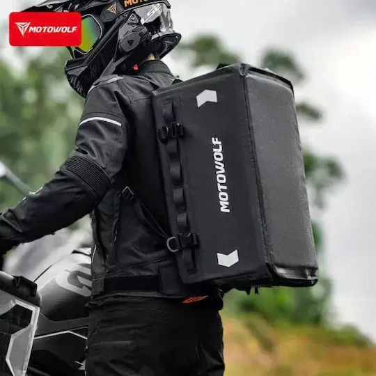 Αδιάβροχη Σκληρή Τσάντα Μοτοσυκλέτας Motowolf Mb9 37l – Tail Bag Backpack Πολυμορφική Μαύρη