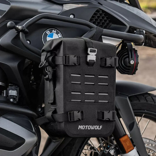 Αδιάβροχη Τσάντα Μοτοσυκλέτας 8l Motowolf – Crash Bar Πλαϊνή Tail Bag – Χακί 7015b Gen2