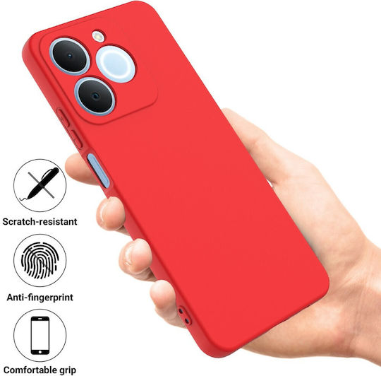 Handyhülle Realme Note 70T OEM Rückseitenhülle aus Silikon Rote Farbe mit Nackenriemen