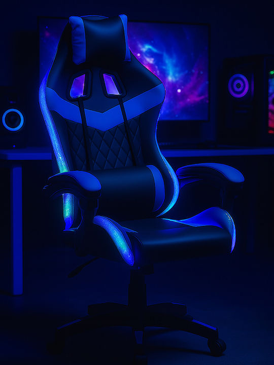 Shally Dogan 02842669 Gaming Chair Artificial Leather with RGB Lighting Blue