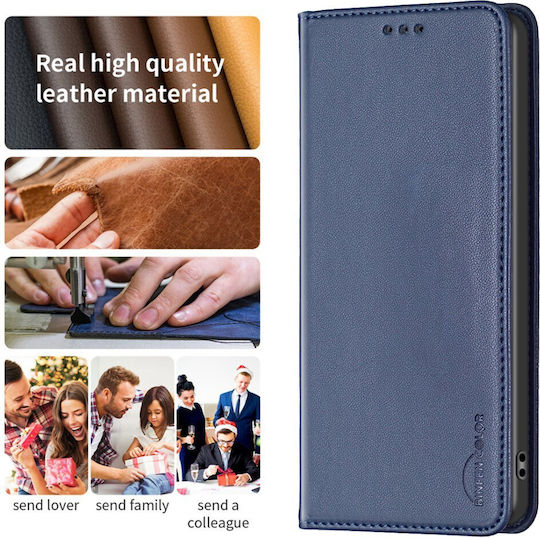 Калъф Xiaomi Poco M8 Pro 5g Redmi Note 15 Pro+ 5g Binfen Цвят Bf18 Flip Портфейл Изкуствена Кожа Pu Tpu Син Wallet Стойка
