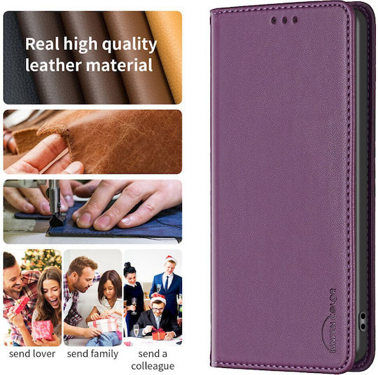 Xiaomi Redmi Note 15 Pro 5G Binfen Case Color Bf18 Flip Synthetic Leather PU TPU Dark Purple Wallet Stand