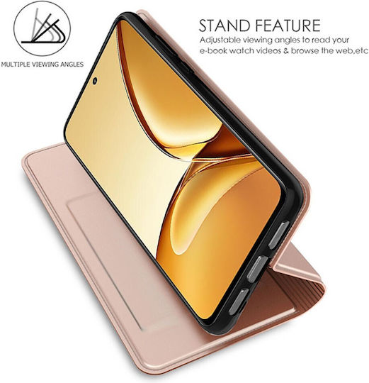 Handyhülle Realme Note 70T Oem Flip Brieftasche Synthetisches Leder Pu Tpu Rose Gold Wallet Stand