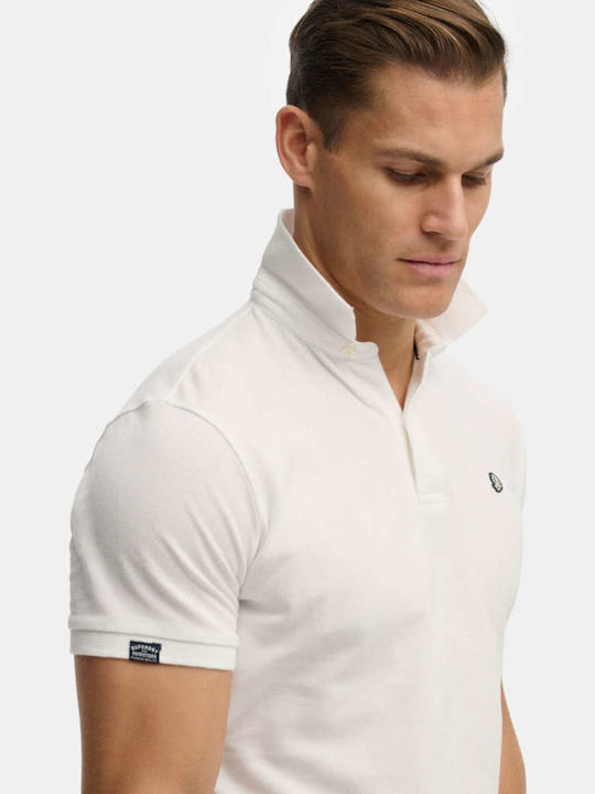 Vintage Destroy Polo Herrenbluse Kurzarm Weiß
